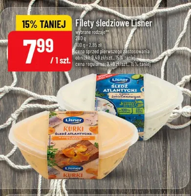 Filety śledziowe Lisner w sosie śmietankowym z kurkami promocja w POLOmarket