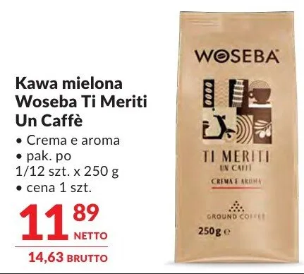 Kawa mielona Woseba Ti Meriti Un Caffè Crema aroma promocja w Makro