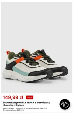 Buty trekkingowe 4F FLY TRACK z przewiewną cholewką chłopięce promocja w 4F