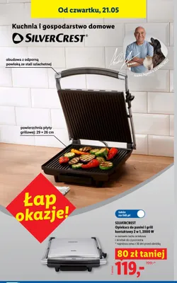 Opiekacz do panini i grill kontaktowy 2 w 1 SILVERCREST 2000W promocja w Lidl