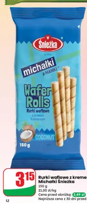 Rurki waflowe z kremem kokosowym promocja w Dino