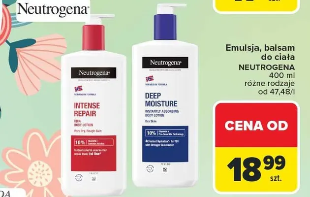 Emulsja, balsam do ciała różne rodzaje promocja w Carrefour