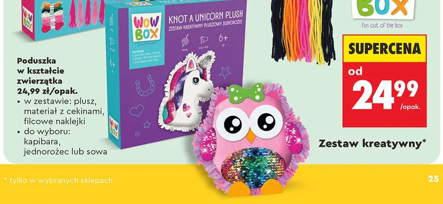 Zestaw kreatywny - poduzka w kształcie zwierzątka, różne rodzaje promocja w Biedronka