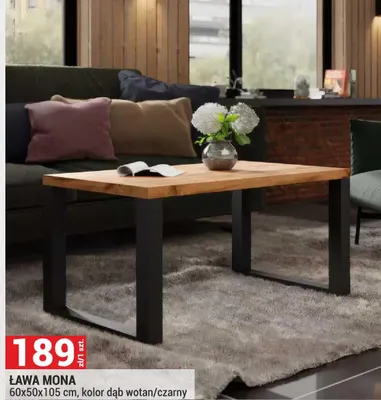 Ława Mona 60x50x105 cm, kolor dąb wotan/czarny promocja w Merkury Market