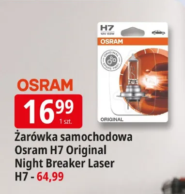 Żarówka samochodowa Osram H7 Original Night Breaker Laser promocja w Leclerc