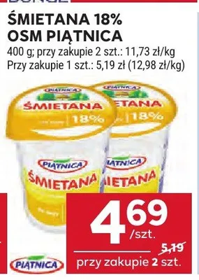 Śmietana 18% OSM Piątnica promocja w Stokrotka