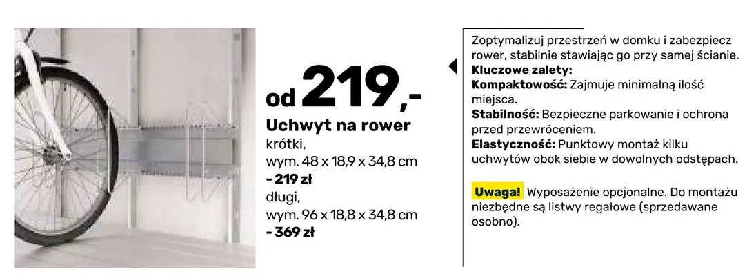 Uchwyt na rower długi promocja w Bricomarche