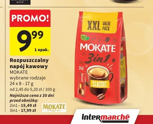Rozpuszczalny napój kawowy Mokate 3in1 Classic 24-pak promocja w Intermarche