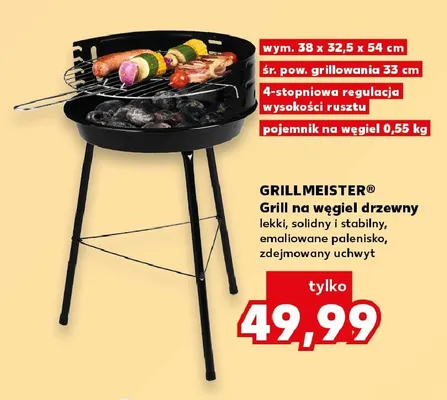 Grill na węgiel drzewny GRILLMEISTER 38x32,5x54cm promocja w Kaufland