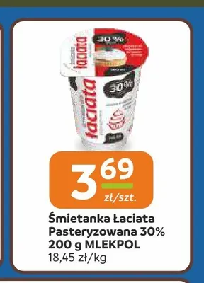 Śmietanka pasteryzowana 30% Łaciate Mlekpol promocja w Społem Częstochowa