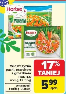 Włoszczyzna paski, marchew z groszkiem promocja w Carrefour