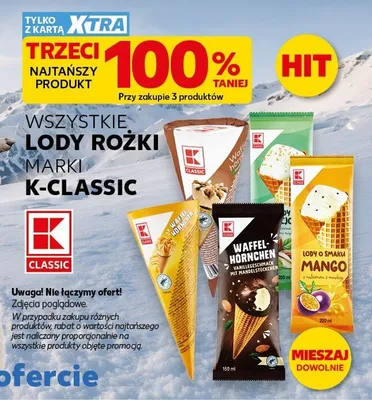 Lody rożek waniliowy z migdałami K-Classic promocja w Kaufland