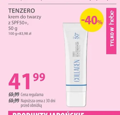Krem do twarzy z SPF50+ Tenzero promocja w Hebe