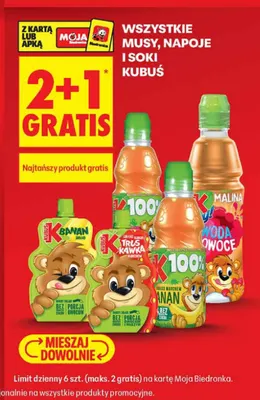 Musy, napoje i soki Kubuś promocja w Biedronka