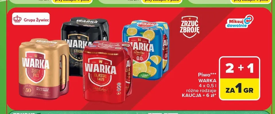Piwo Warka Strong 4-pak 500 ml promocja w Carrefour Market