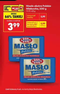 Masło ekstra Polskie Mlekovita promocja w Biedronka