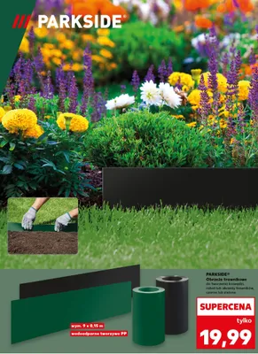Obrzeże trawnikowe Parkside® czarne do tworzenia krawędzi rabat lub obrzeży trawników 9x0,15m wodoodporne tworzywo PP promocja w Kaufland