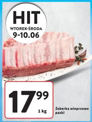 Żeberka wieprzowe paski promocja w Intermarche