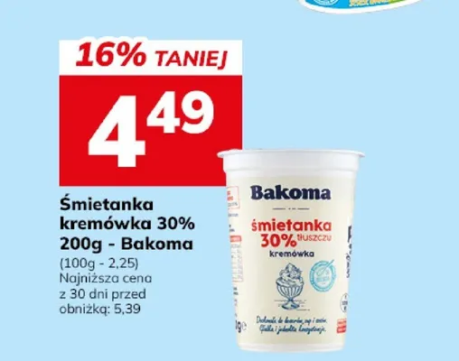 Śmietanka kremówka 30% Bakoma promocja w Hitpol