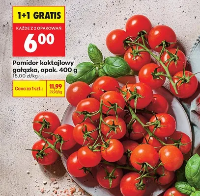 Pomidor koktajlowy gałązka 400 g 1+1 GRATIS promocja w Biedronka