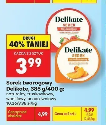 Serek twarogowy Delikate truskawkowy promocja w Biedronka