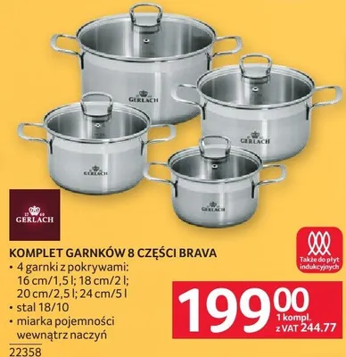Komplet garnków 8 części Brava Gerlach promocja w Selgros