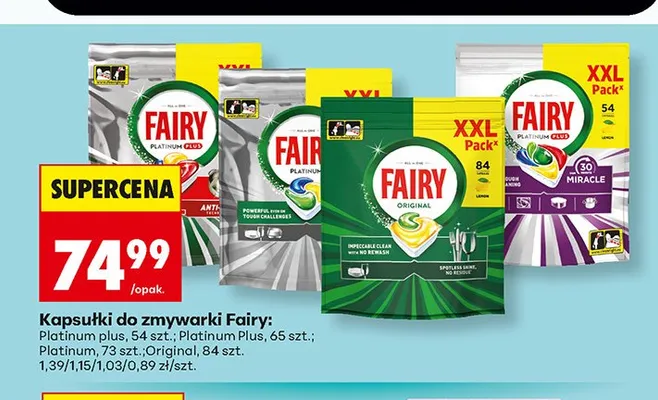 Kapsułki do zmywarki Fairy Platinum promocja w Biedronka