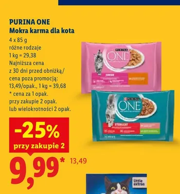 Mokra karma dla kota Purina ONE Junior 4-pak promocja w Lidl
