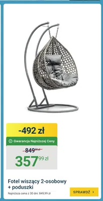 Fotel wiszący 2-osobowy promocja w ERLI