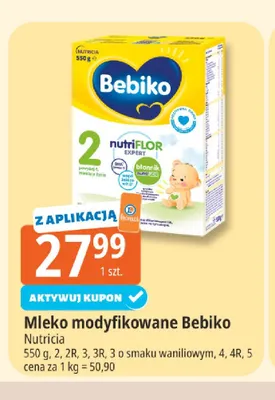 Mleko modyfikowane Bebiko 3 o smaku waniliowym promocja w Leclerc