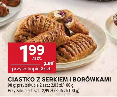 Ciastko z serkiem i borówkami promocja w Stokrotka