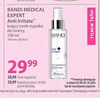Kojący tonik-mgiełka do twarzy Anti Irritate Bandi Medical Expert promocja w Hebe