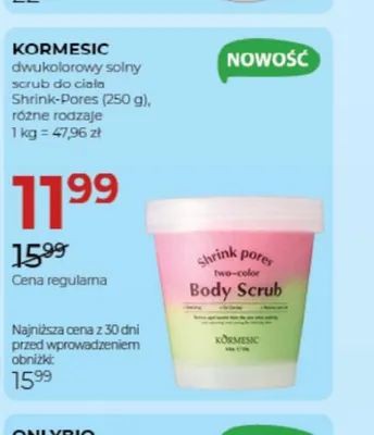 Dwukolorowy solny scrub do ciała Kormesic Shrink-Pores promocja w Drogerie Jawa
