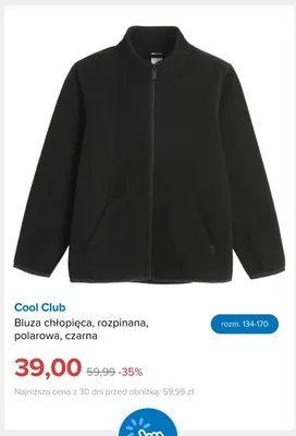 Bluza chłopięca rozpinana polarowa czarna Cool Club promocja w Smyk
