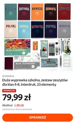 Duża wyprawka szkolna zestaw zeszytów dla klas 4-8 Interdruk 23 elementy promocja w Empik