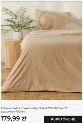Komplet pościeli bawełnianej Bedila 200x220 cm z 2 poszewkami 50x60 Home & You promocja w home&you