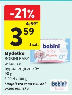 Mydełko Bobini Baby w kostce hypoalergiczne 0+ promocja w Intermarche