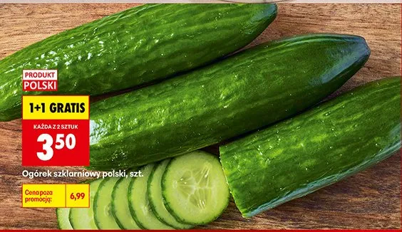 Ogórek szklarniowy polski 1 szt. promocja w Biedronka