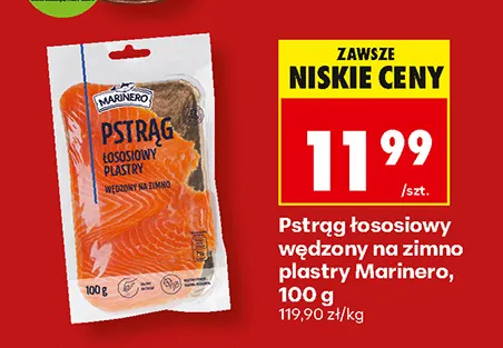 Pstrąg łososiowy wędzony na zimno plastry Marinero promocja w Biedronka