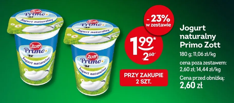 Jogurt naturalny Primo Zott promocja w Żabka