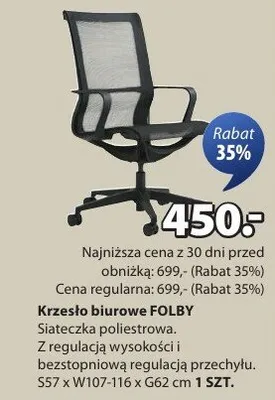 Krzesło biurowe FOLBY promocja w Jysk