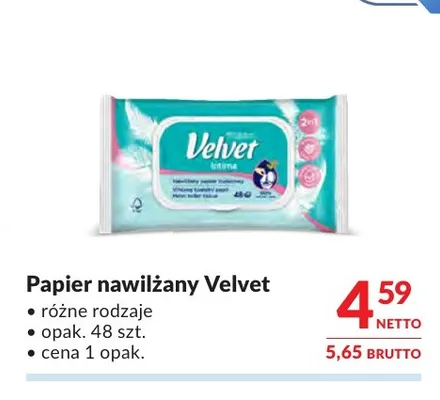 Papier nawilżany Velvet promocja w Makro