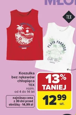 Koszulka bez rękawów chłopięca TEX promocja w Carrefour