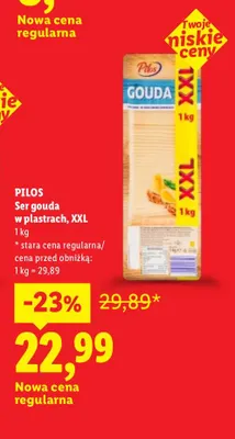 Ser gouda w plastrach XXL Pilos promocja w Lidl