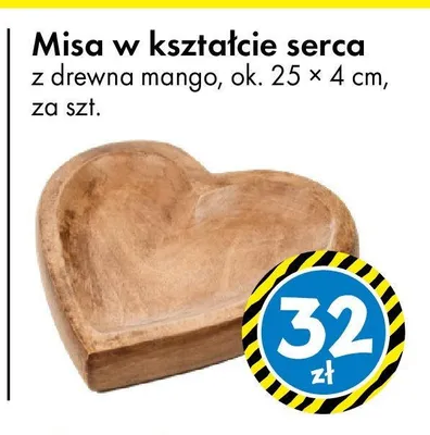 Misa w kształcie serca z drewna mango ok. 25 x 4 cm promocja w Tedi