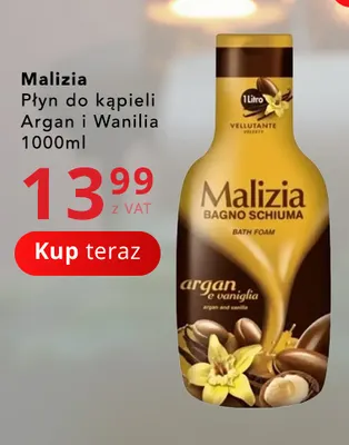 Płyn do kąpieli Argan i Wanilia Malizia promocja w Poczta Polska