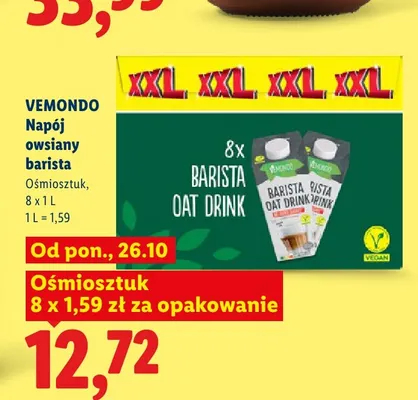 Napój owsiany barista Vemondo 8-pak promocja w Lidl