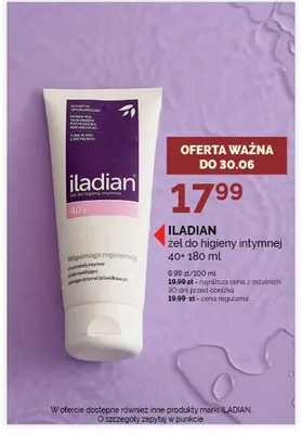 Żel do higieny intymnej 40+ Iladian promocja w Super-Pharm