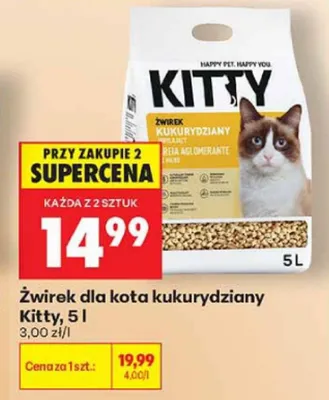 Żwirek dla kota kukurydziany Kitty promocja w Biedronka