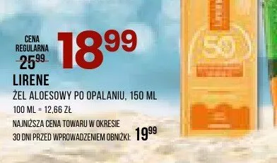 Żel aloesowy po opalaniu Lirene promocja w Drogerie Natura